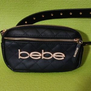 Bebe Black Quilted Belt Bag Belt 39 Inches